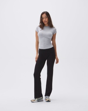 Black Adanola Rib Fold Over Pants | EUTVAQ681