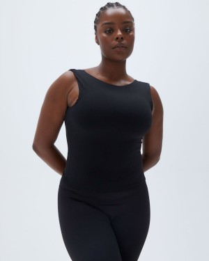Black Adanola Square Neck Open Back Top | TJEMPY789