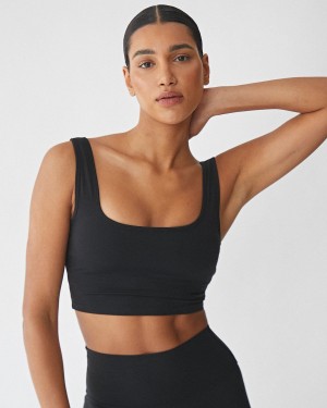 Black Adanola Ultimate Square Neck Bra | VTEWBZ854