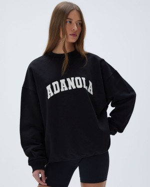 Black Adanola Varsity Oversized Sweatshirt | EBZLRW134