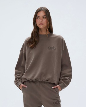 Brown Adanola Performance Oversized Sweatshirt | OTJMHY527