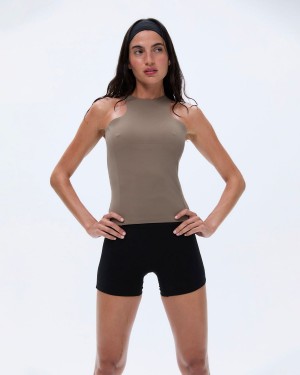 Brown Adanola Ultimate Racer Back Longline Top | VDWXUM813