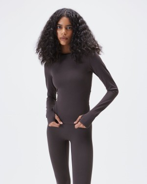 Coffee Adanola Ultimate Long Sleeve Top | LDMHNC056