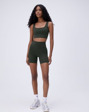Dark Olive Adanola Ultimate Crop Shorts | BUVYLJ946