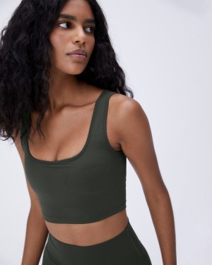 Dark Olive Adanola Ultimate Square Neck Bra | BNWYAM635