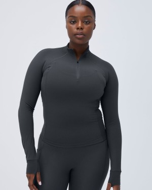 Deep Grey Adanola Ultimate Long Sleeve Quarter Zip Top | BXRTPQ674