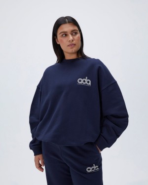 Navy Blue Adanola Performance Oversized Sweatshirt | RQLXAD820