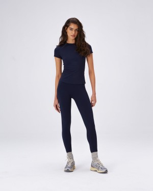 Navy Blue Adanola Ultimate Short Sleeve Longline Top | JCHMWA094