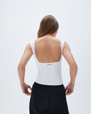 White Adanola Square Neck Open Back Top | BEQTWM846