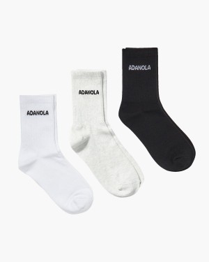White / Black / Light Grey Adanola 3 Pack Socks | PFYGKC396