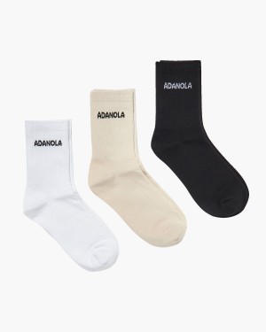 White / Cream / Black Adanola 3 Pack Socks | USAEYM348