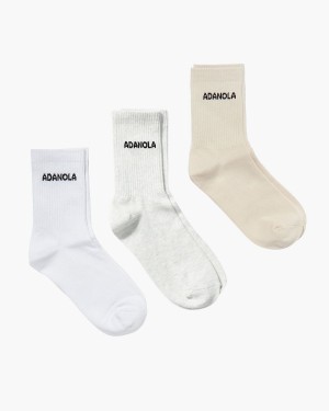 White / Cream / Light Grey Adanola 3 Pack Socks | DLXCTR829