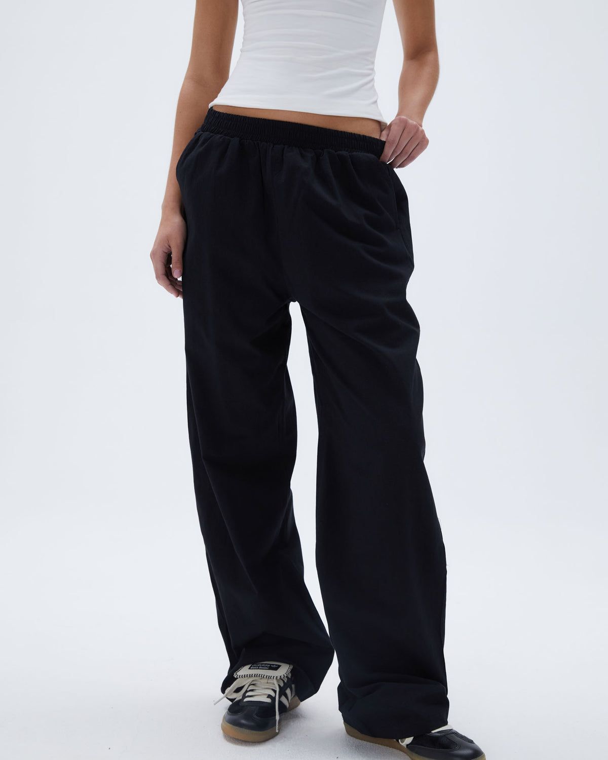 Black Adanola Cotton Pull on Pants | GESPDQ967