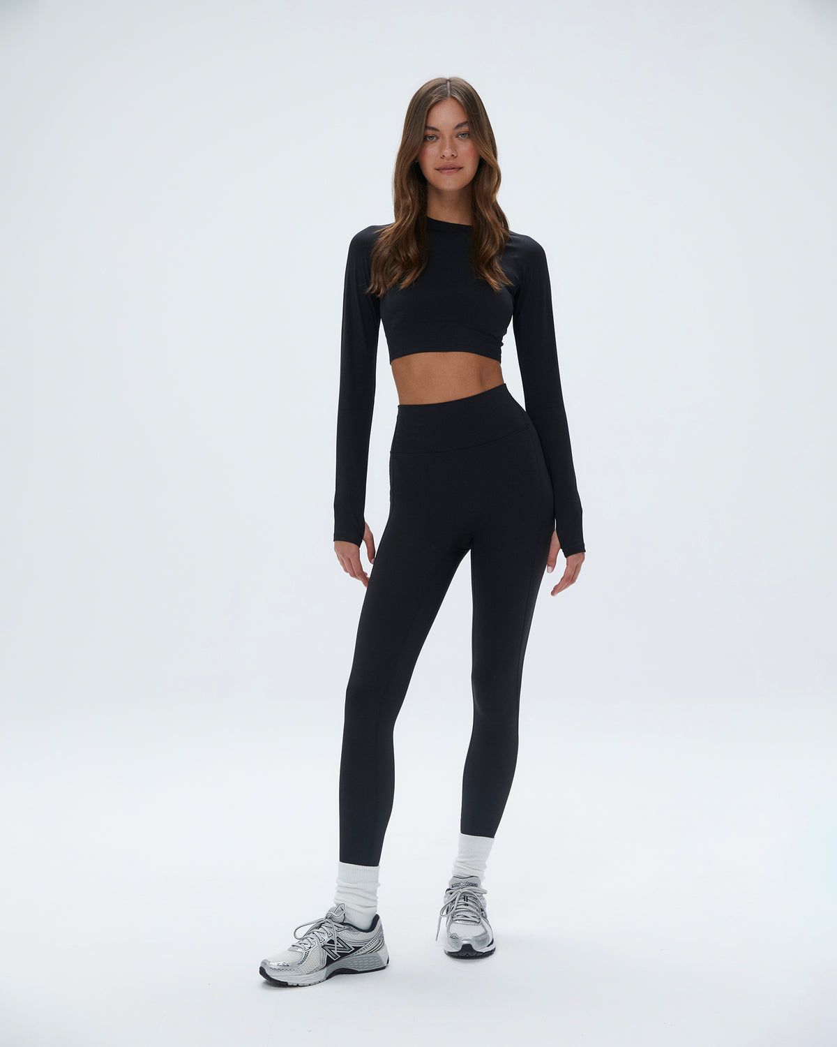 Black Adanola Long Sleeve Crop Top | CJNRMK327