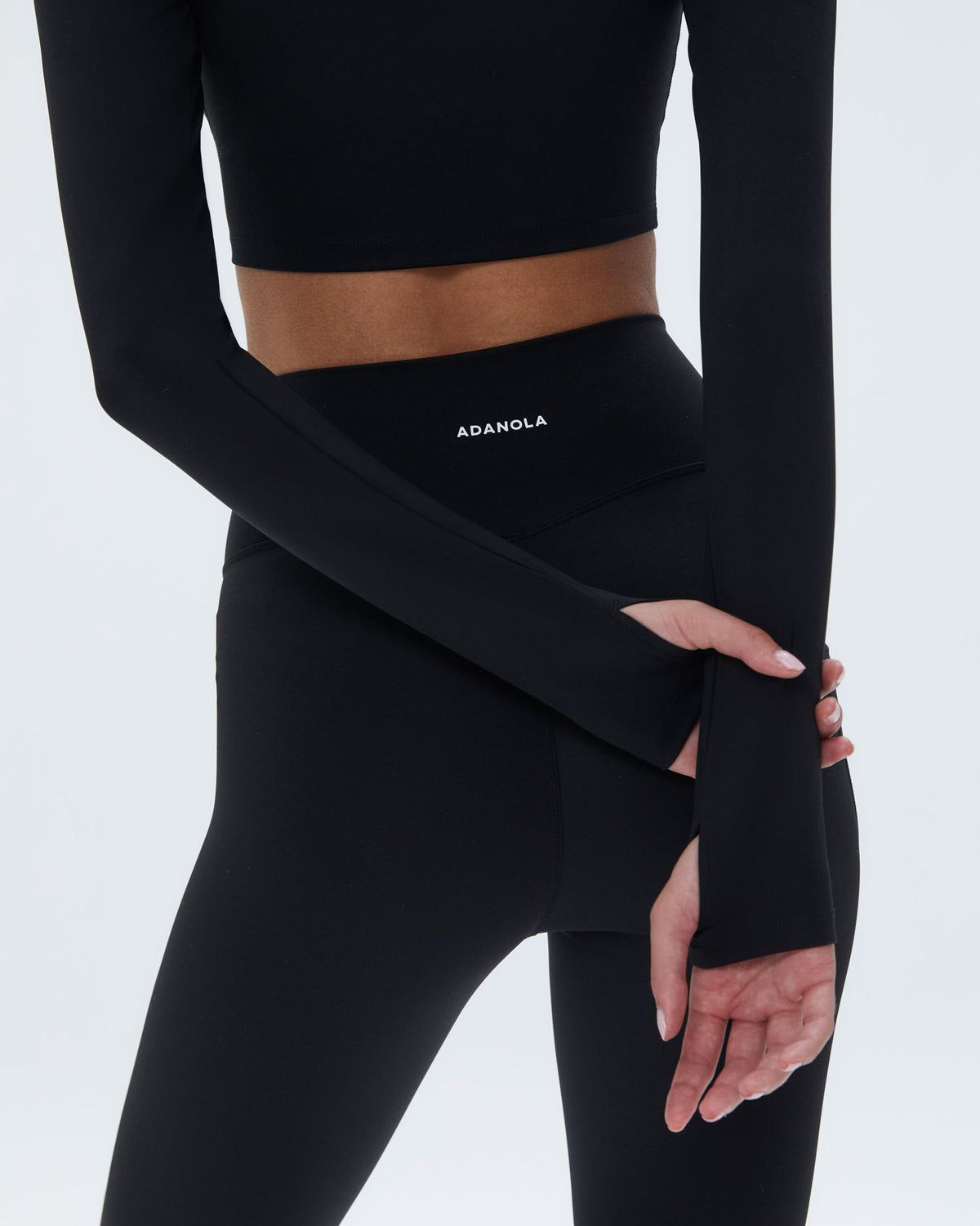 Black Adanola Long Sleeve Crop Top | QFZWIY618