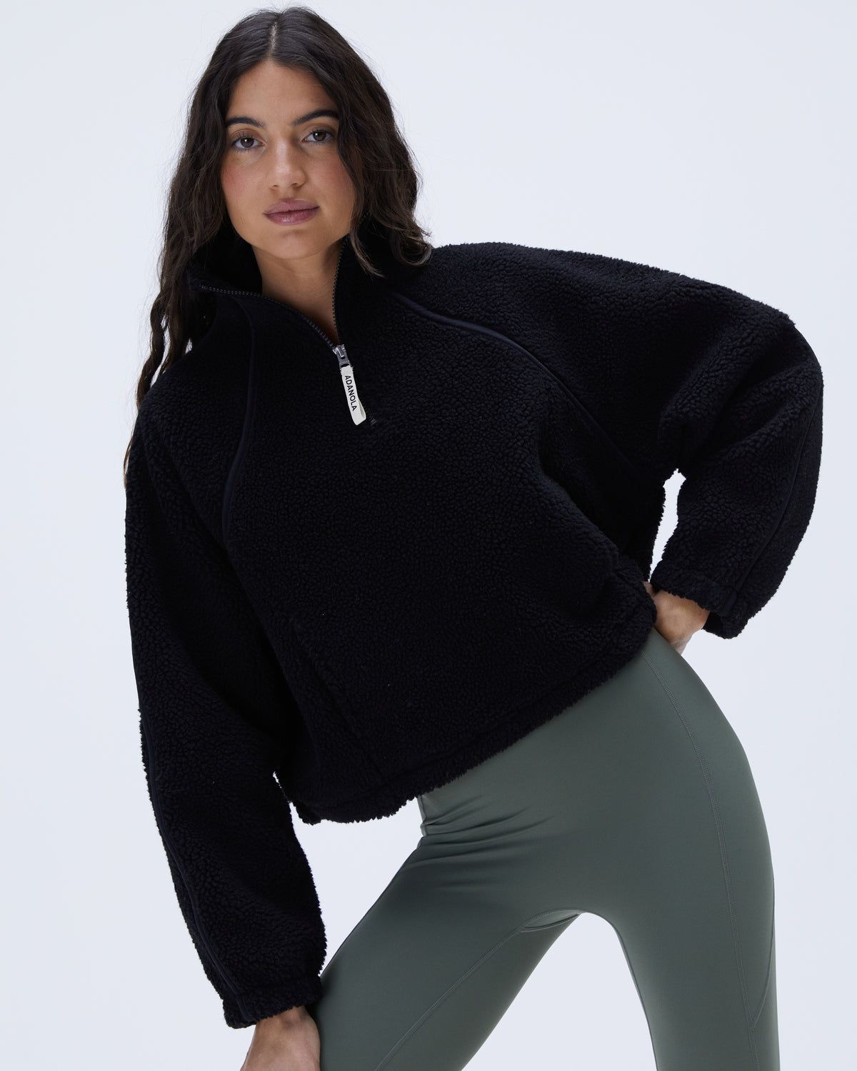 Black Adanola Quarter Zip Fleece | JMYQED830