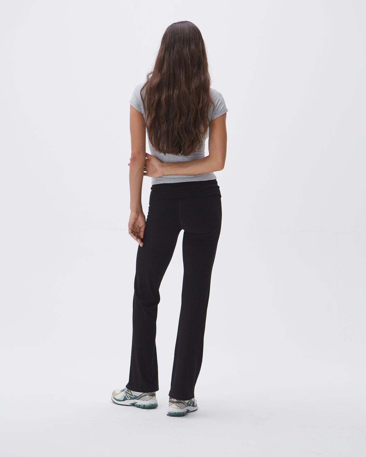 Black Adanola Rib Fold Over Pants | EUTVAQ681