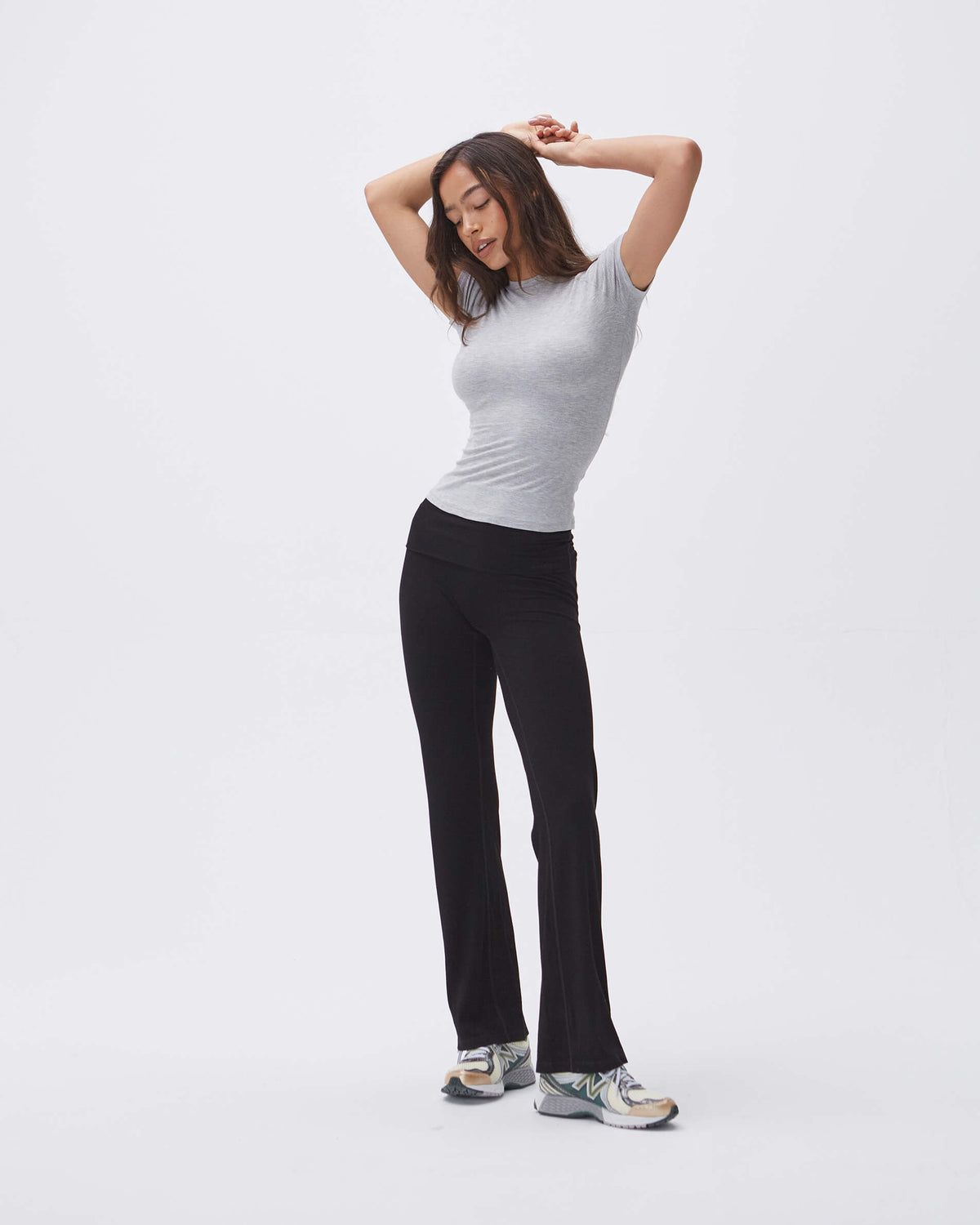 Black Adanola Rib Fold Over Pants | EUTVAQ681