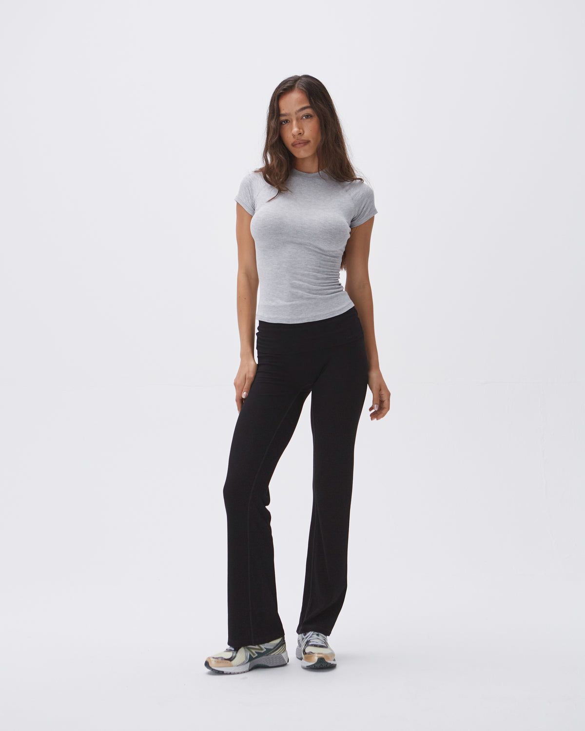 Black Adanola Rib Fold Over Pants | EUTVAQ681