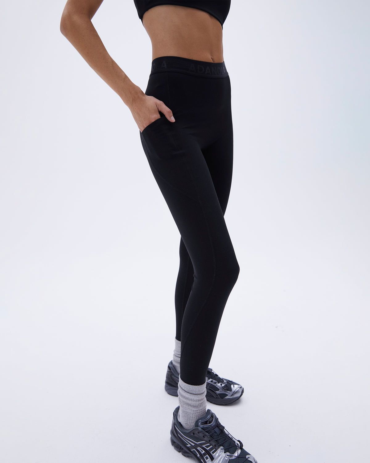 Black Adanola Ultimate Branded Pocket Leggings | UBOCXR903
