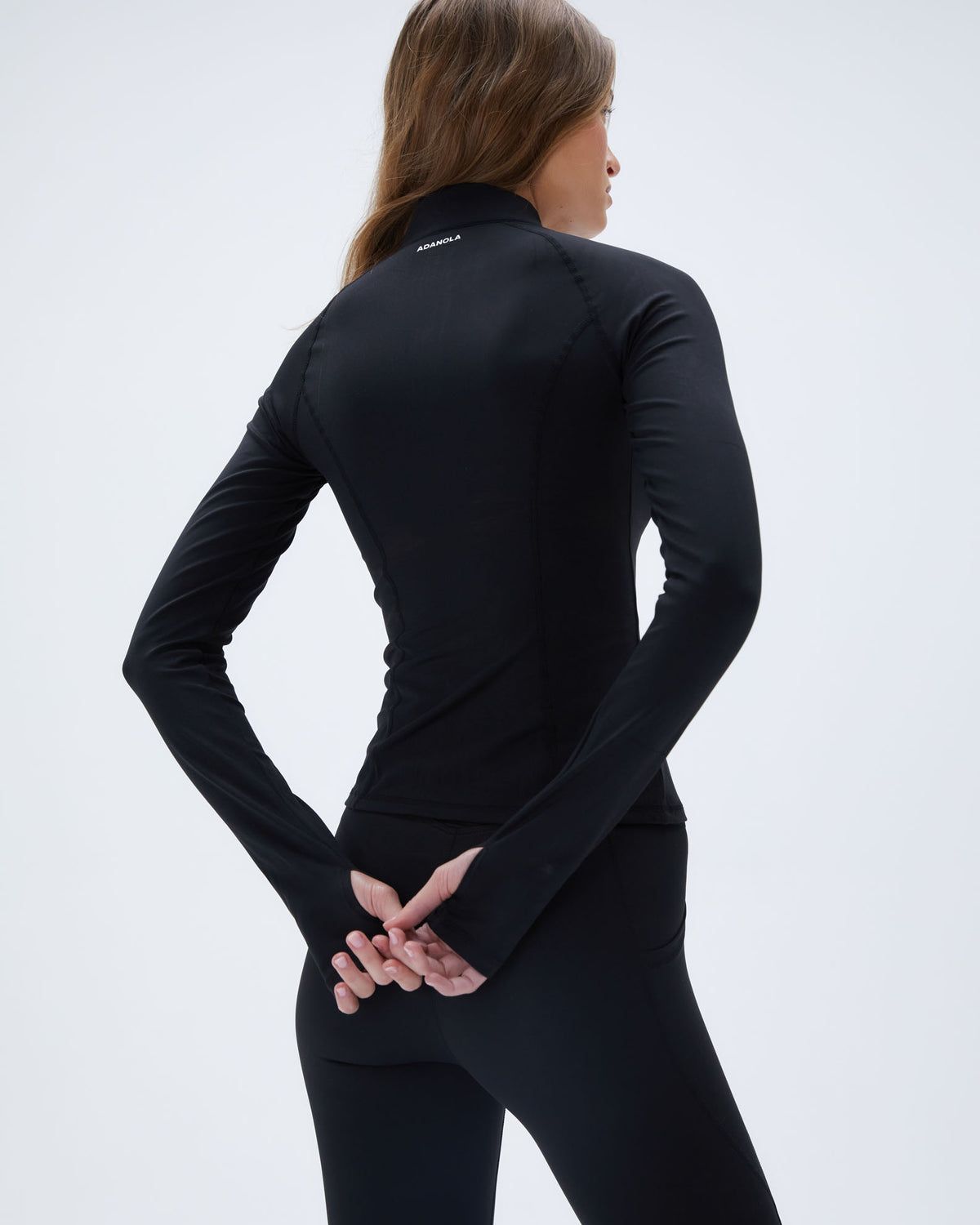 Black Adanola Ultimate Long Sleeve Zip Up Top | HSZFRC730