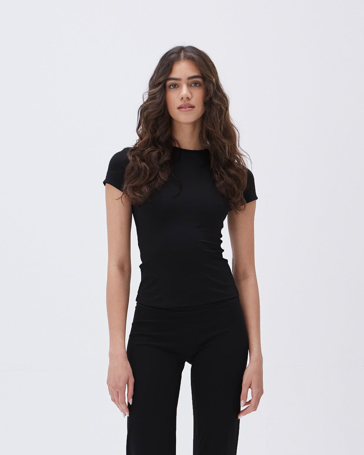 Black Adanola Ultimate Short Sleeve Top | SADCMR879