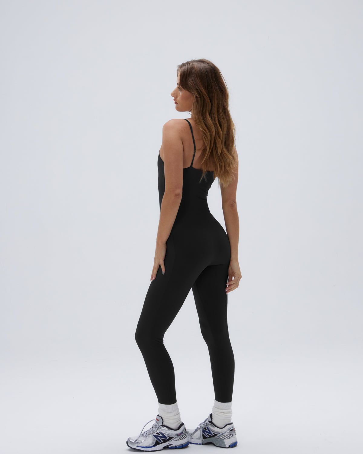 Black Adanola Ultimate Strappy Full Length Unitard | VLQUWM694