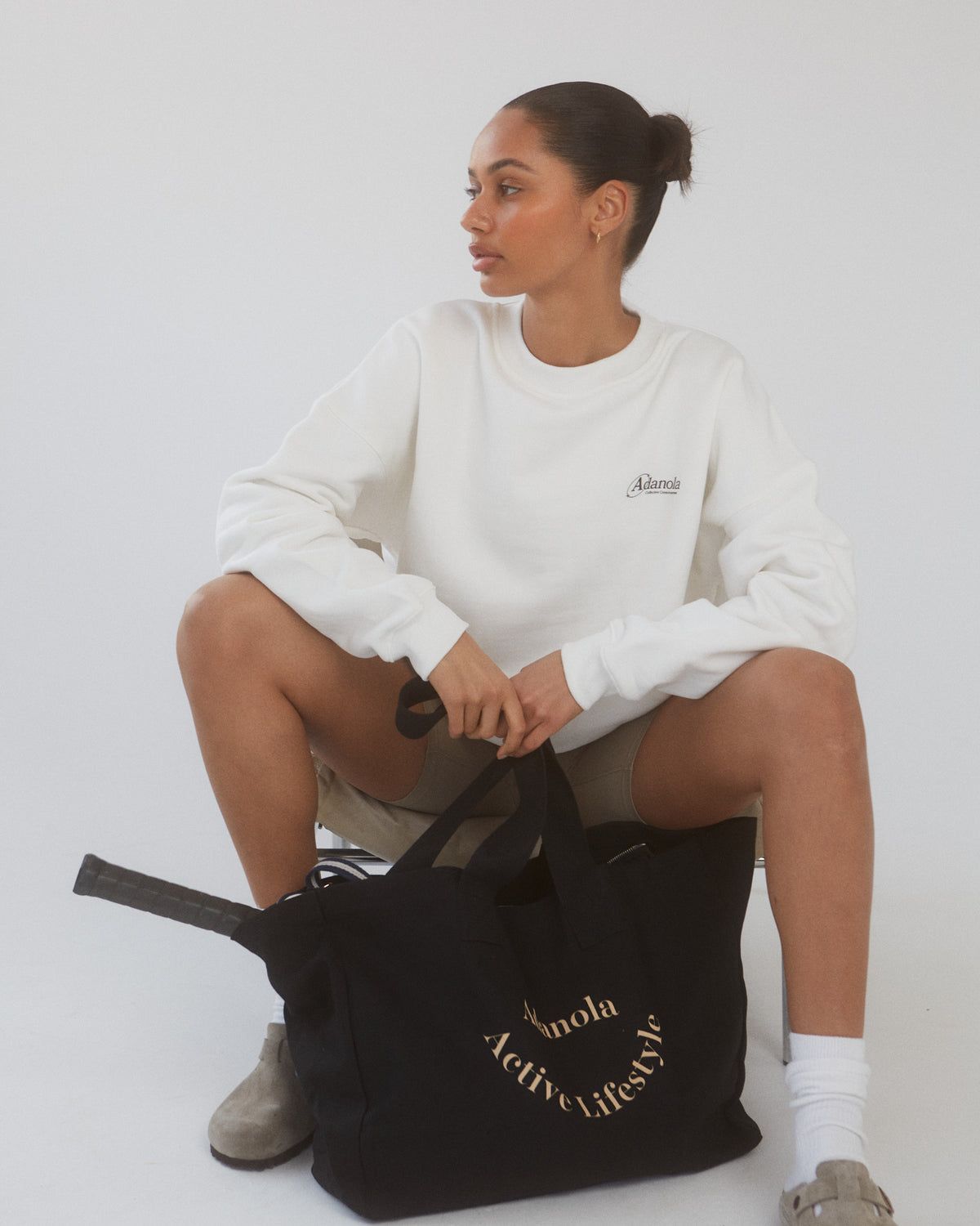 Black / Beige Adanola Active Lifestyle Tote Bag | YNEFIT278