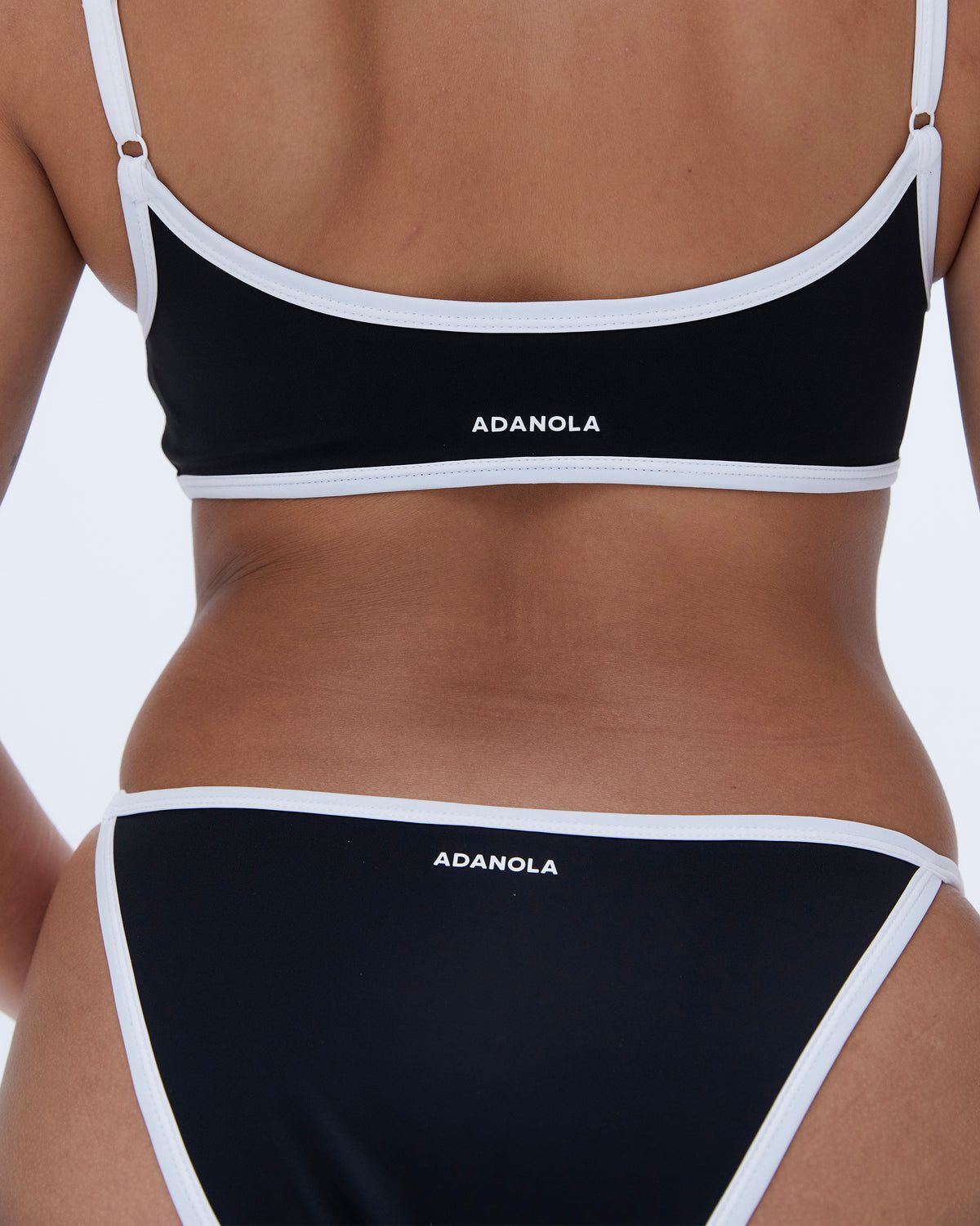 Black / Cream Adanola Scoop Neck Bikini Top | MQUOLC632