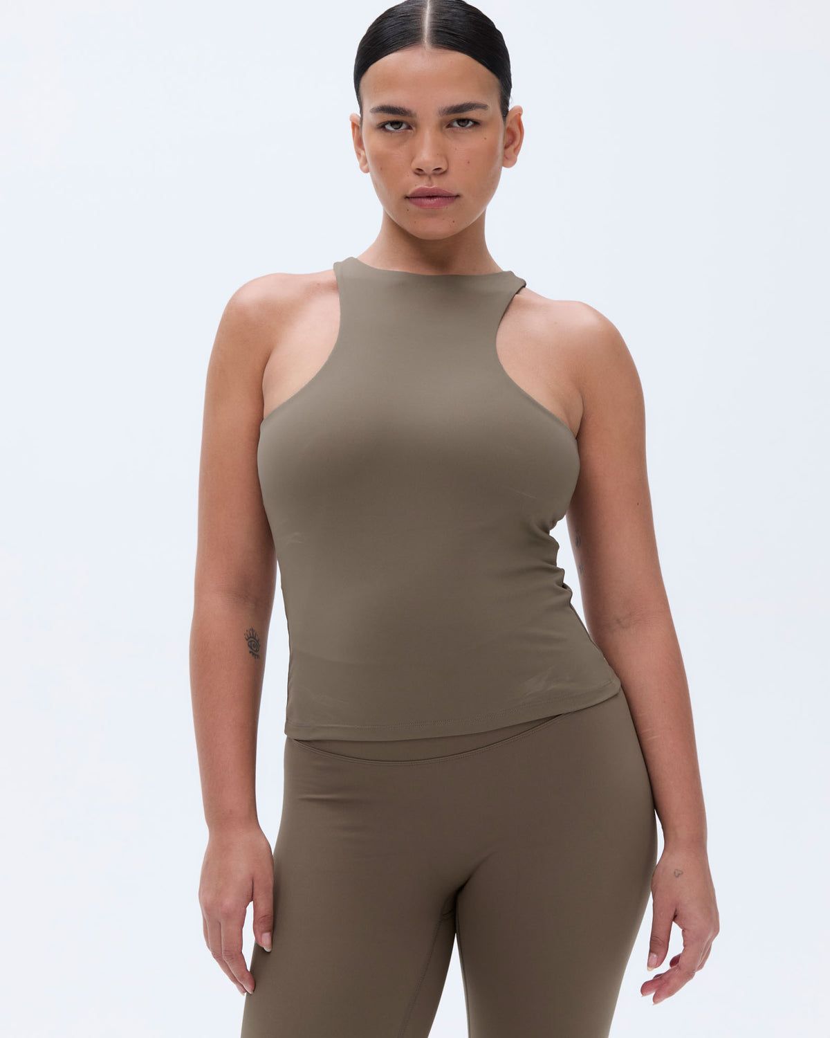 Brown Adanola Ultimate Racer Back Longline Top | VDWXUM813