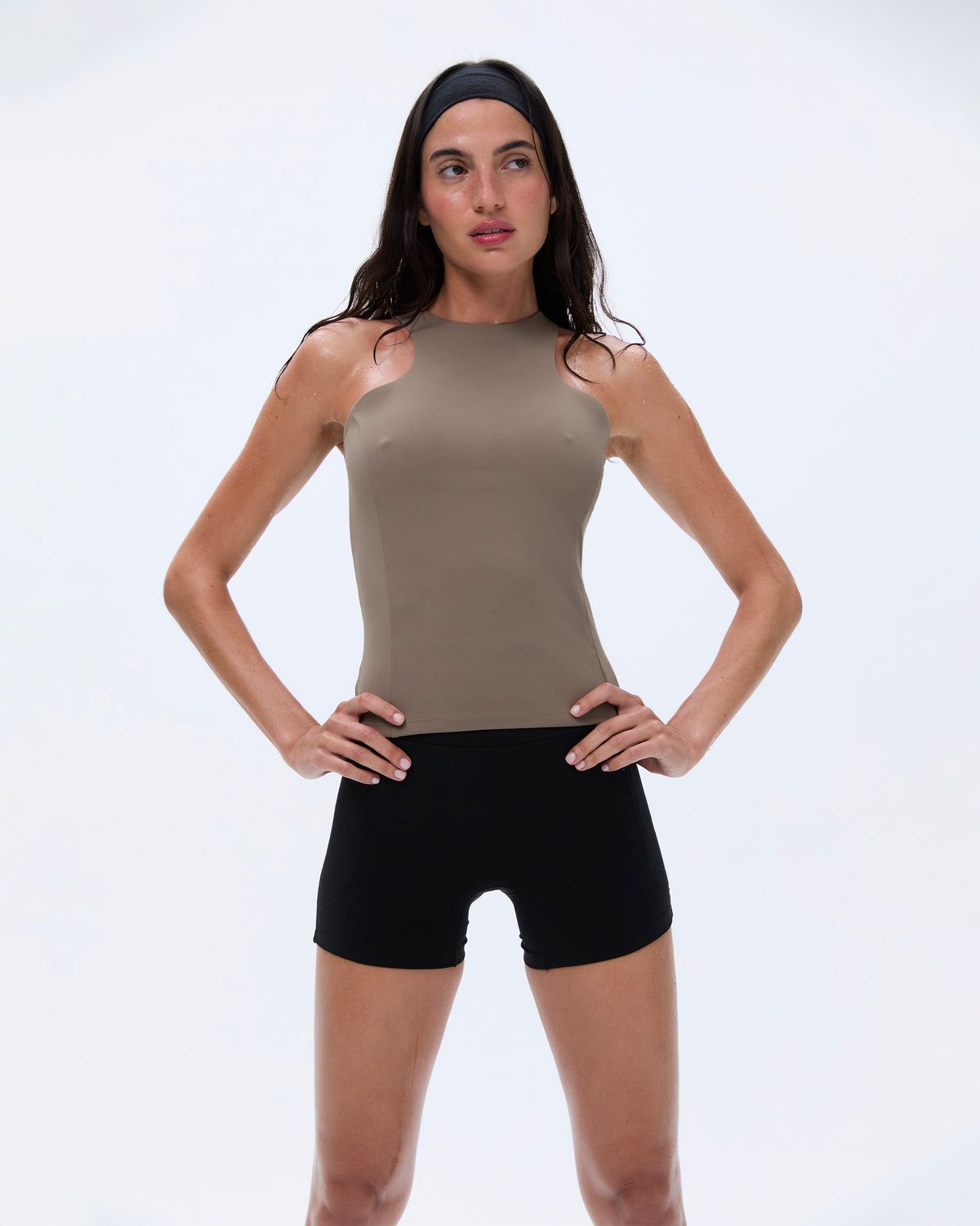 Brown Adanola Ultimate Racer Back Longline Top | VDWXUM813