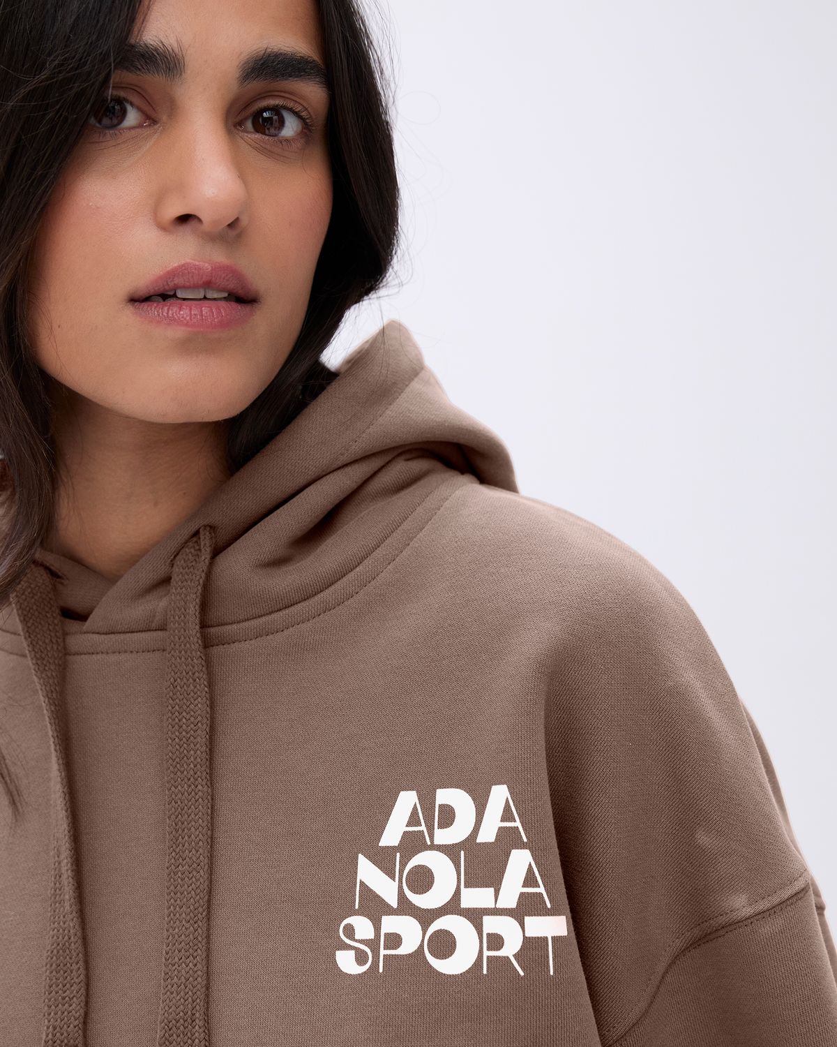 Brown / White Adanola Retro Relaxed Hoodie | LUCJZV975