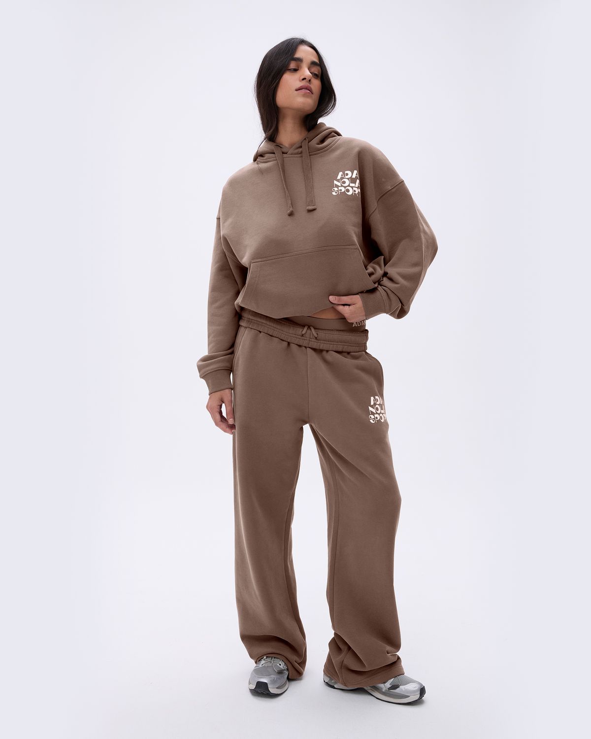 Brown / White Adanola Retro Relaxed Hoodie | LUCJZV975