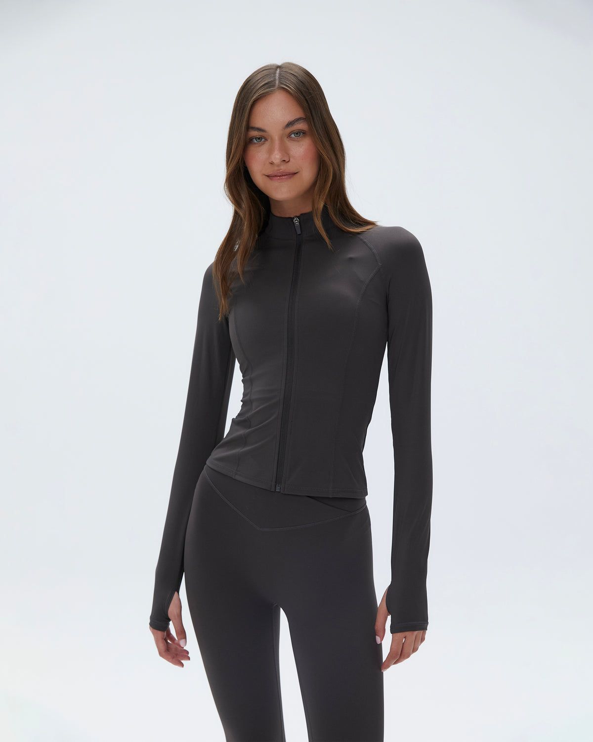 Coffee Adanola Ultimate Long Sleeve Zip Up Top | CSPFLO916