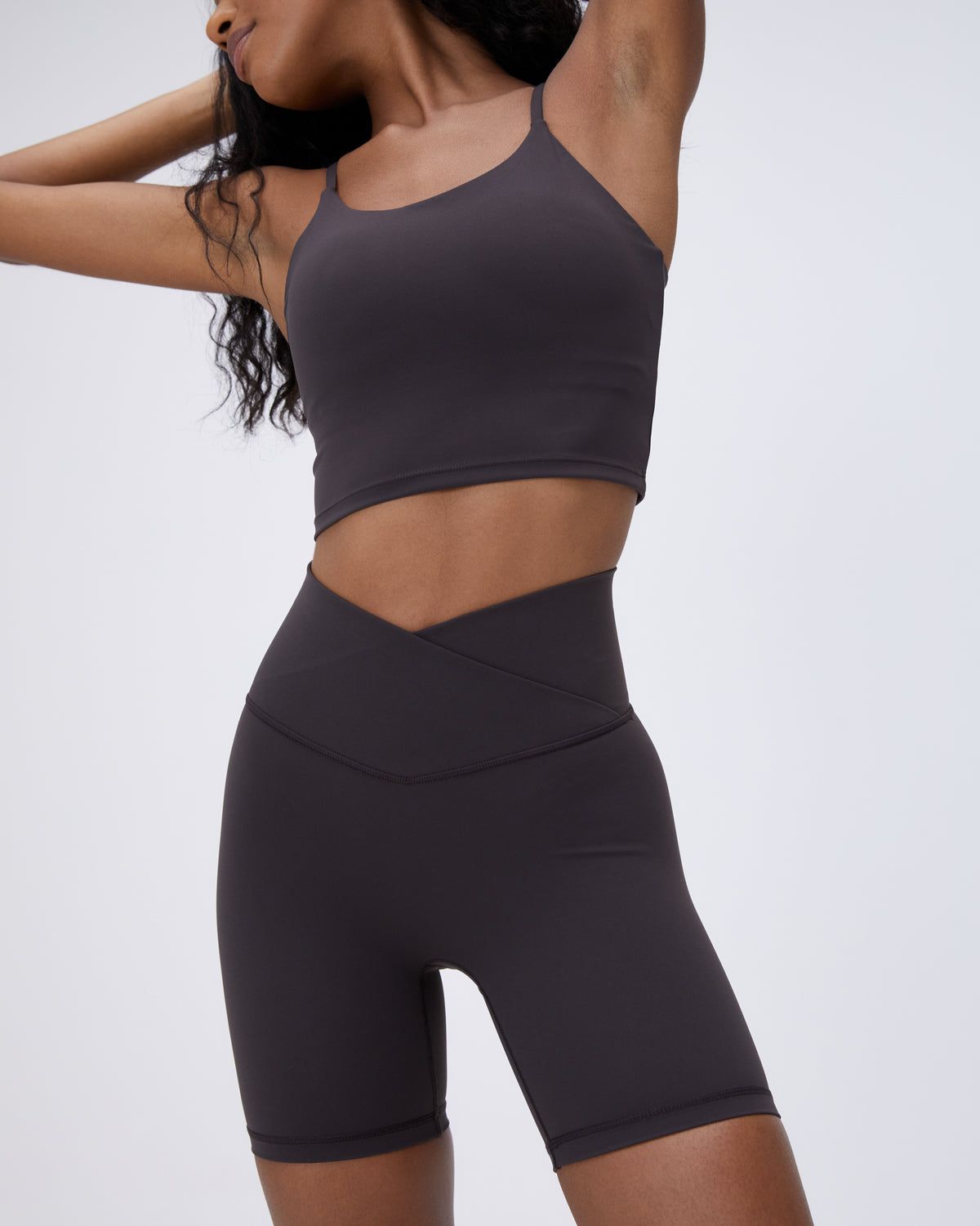 Coffee Adanola Ultimate Wrap Over Crop Shorts | HMZJDY531