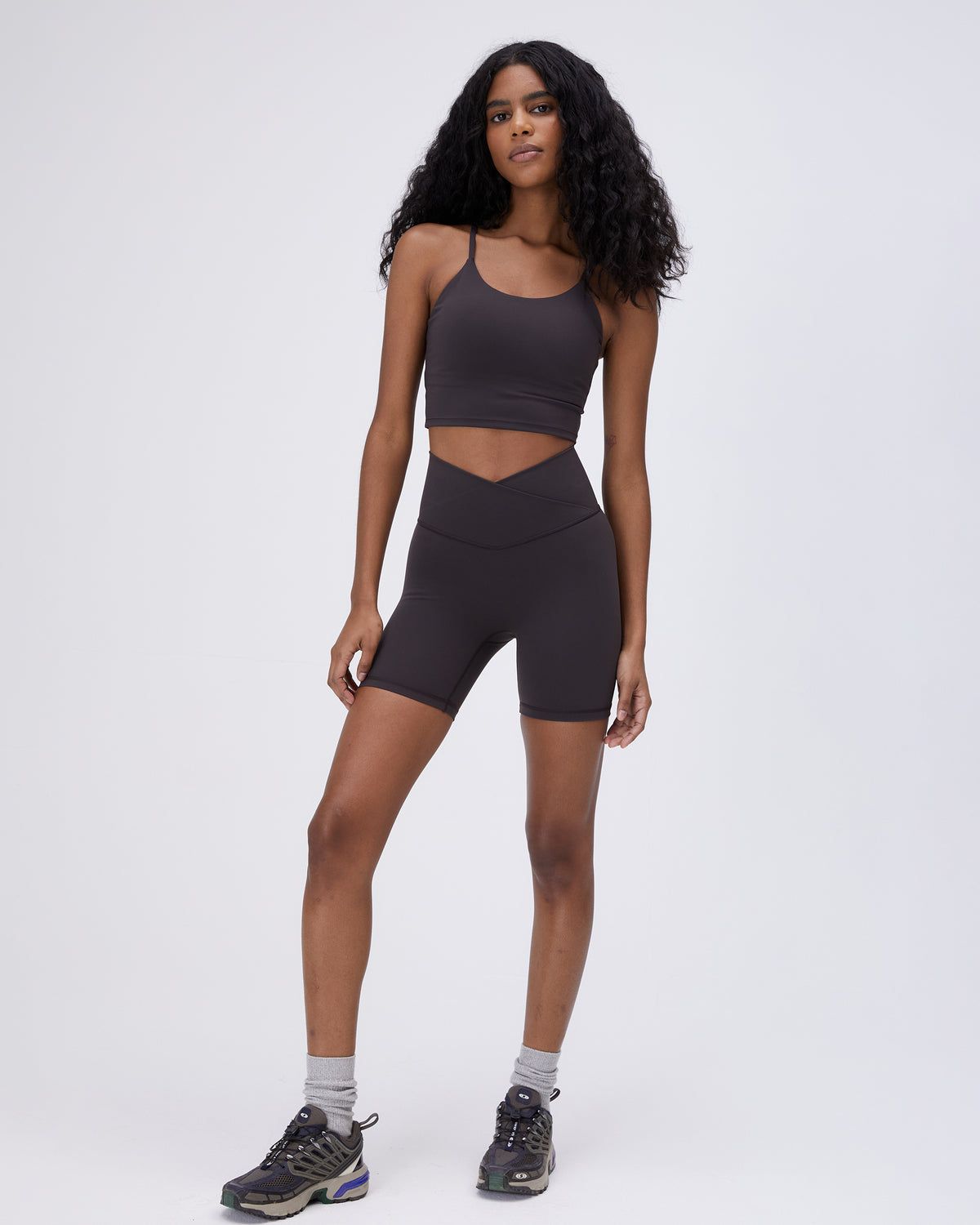 Coffee Adanola Ultimate Wrap Over Crop Shorts | HMZJDY531
