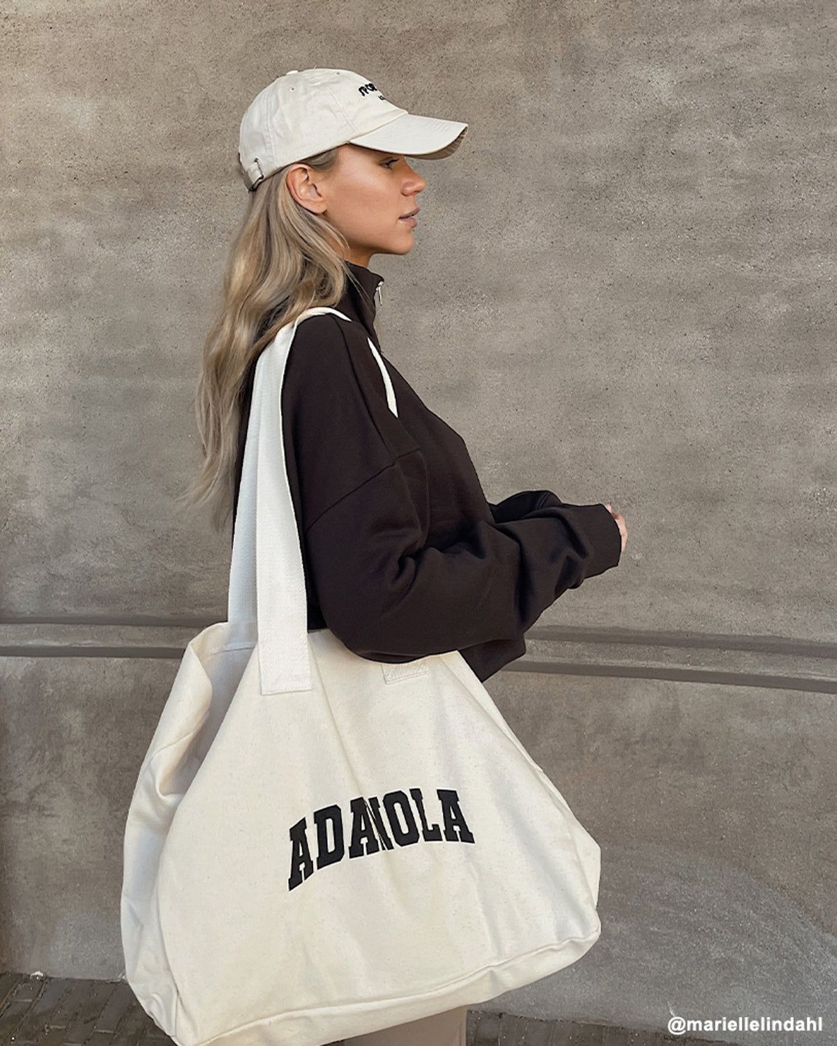 Cream / Black Adanola Varsity Tote Bag | LKHANJ378