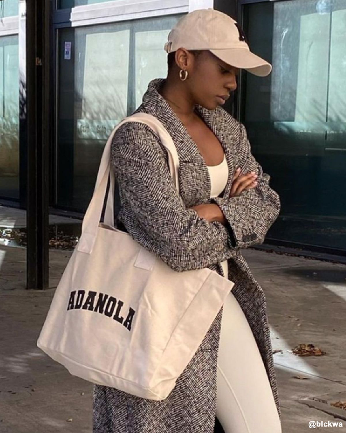 Cream / Black Adanola Varsity Tote Bag | LKHANJ378
