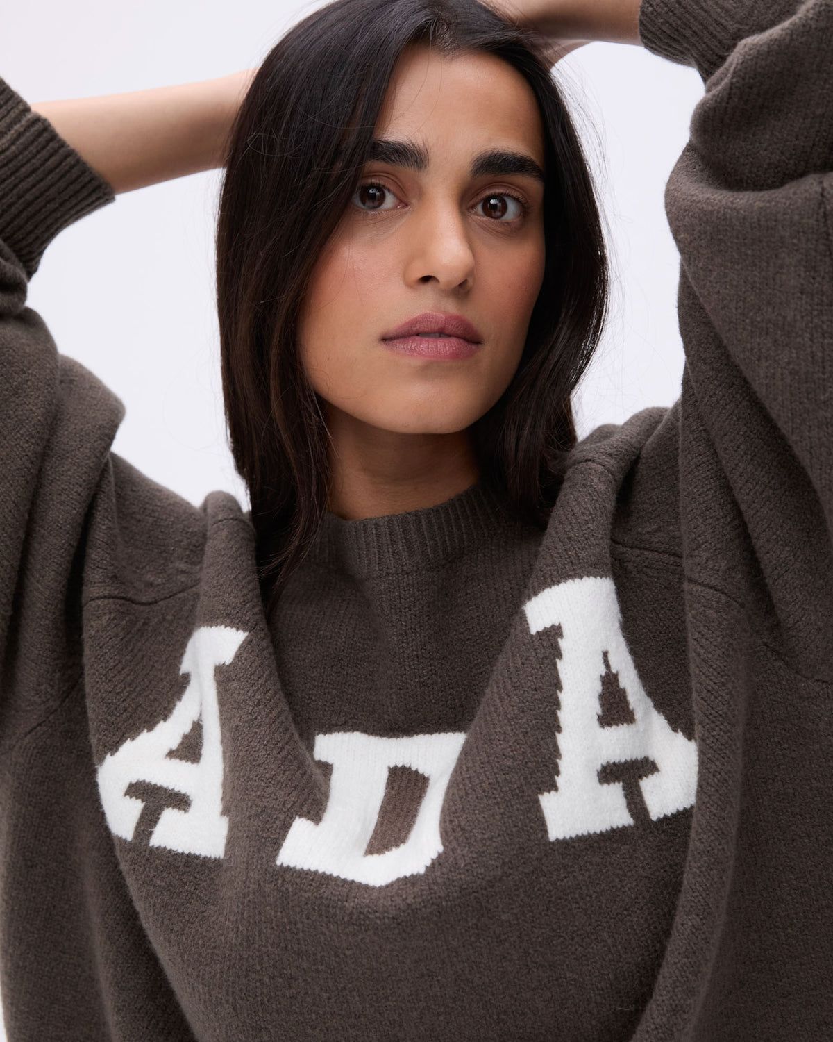 Dark Brown / Cream Adanola ADA Oversized Knit Sweatshirt | PCSJBZ694
