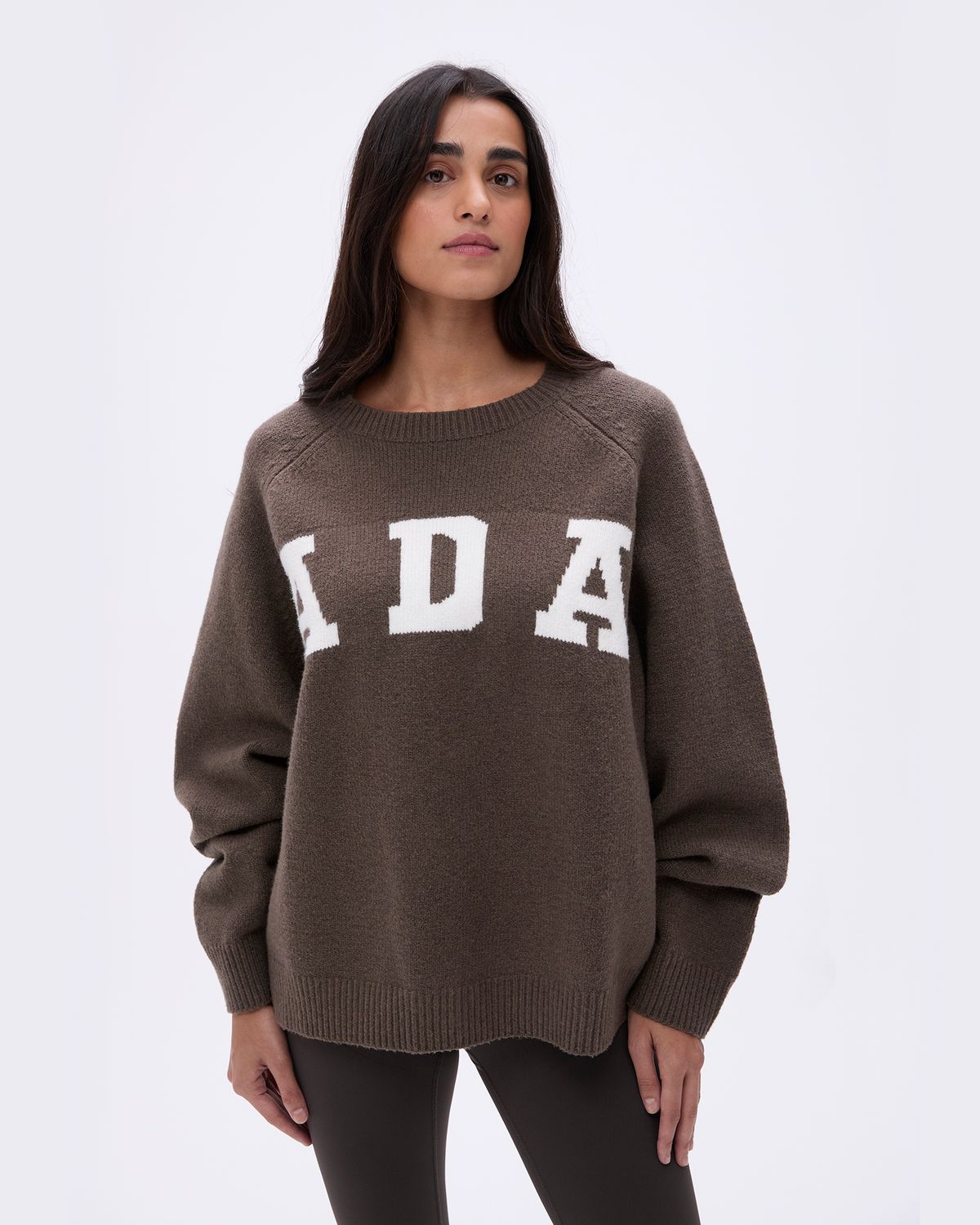 Dark Brown / Cream Adanola ADA Oversized Knit Sweatshirt | PCSJBZ694
