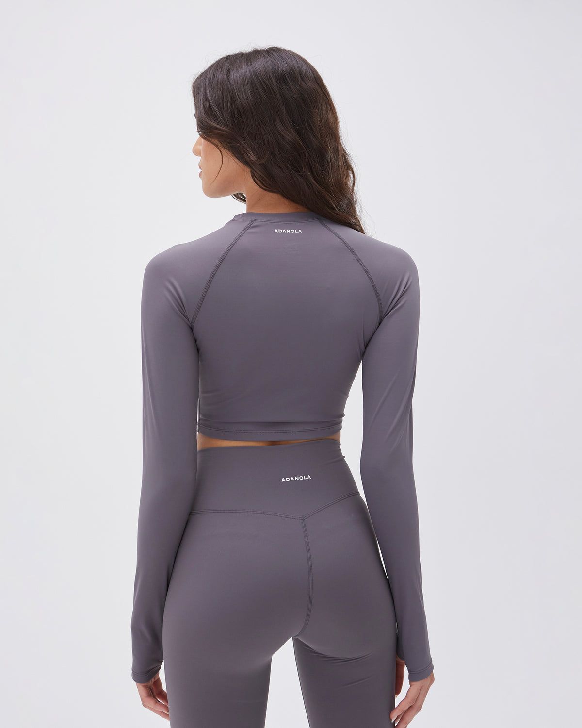 Dark Grey Adanola Long Sleeve Crop Top | IVGSFQ985