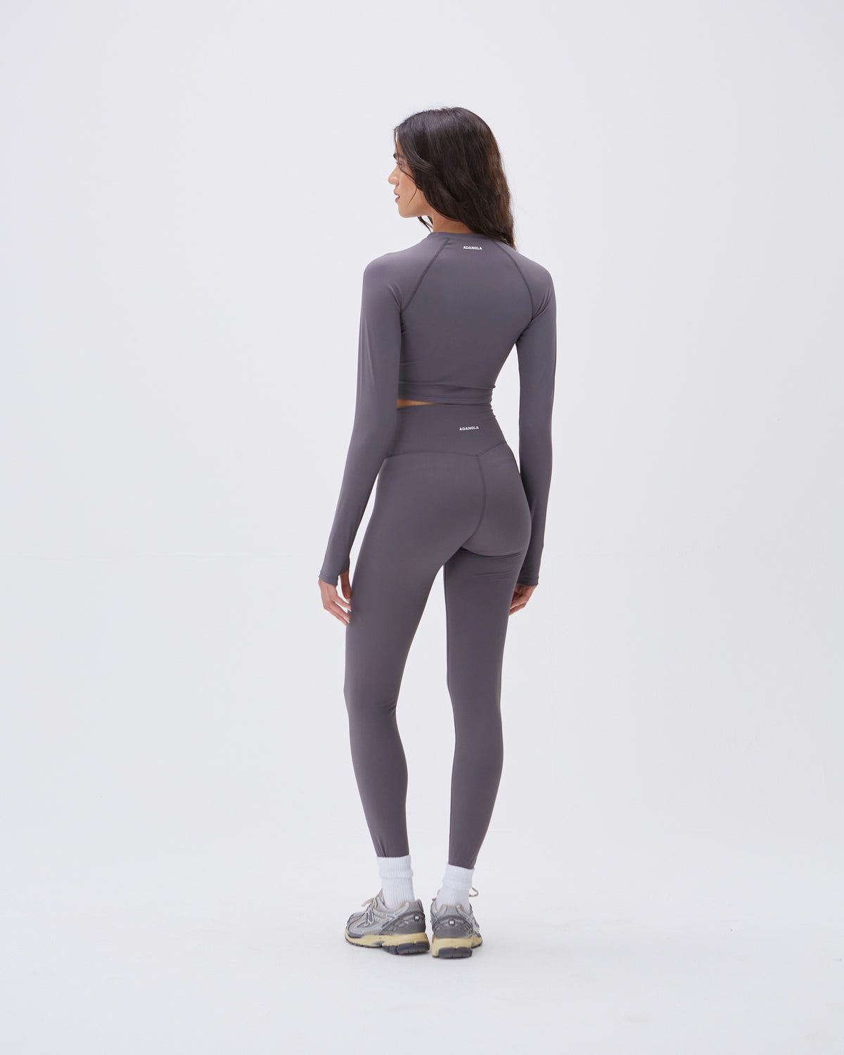 Dark Grey Adanola Long Sleeve Crop Top | IVGSFQ985