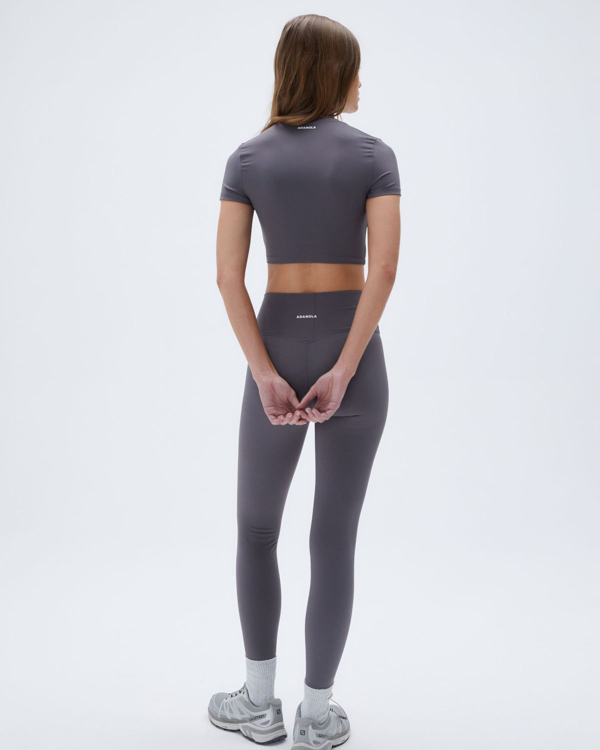 Dark Grey Adanola Short Sleeve Crop Top | TUKROS472