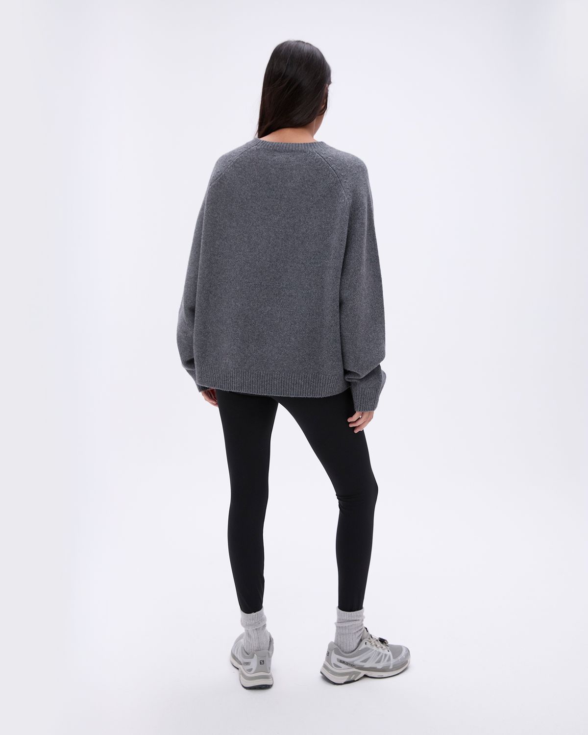 Dark Grey / Cream Adanola Varsity Oversized Knit Sweatshirt | RXGOHW569