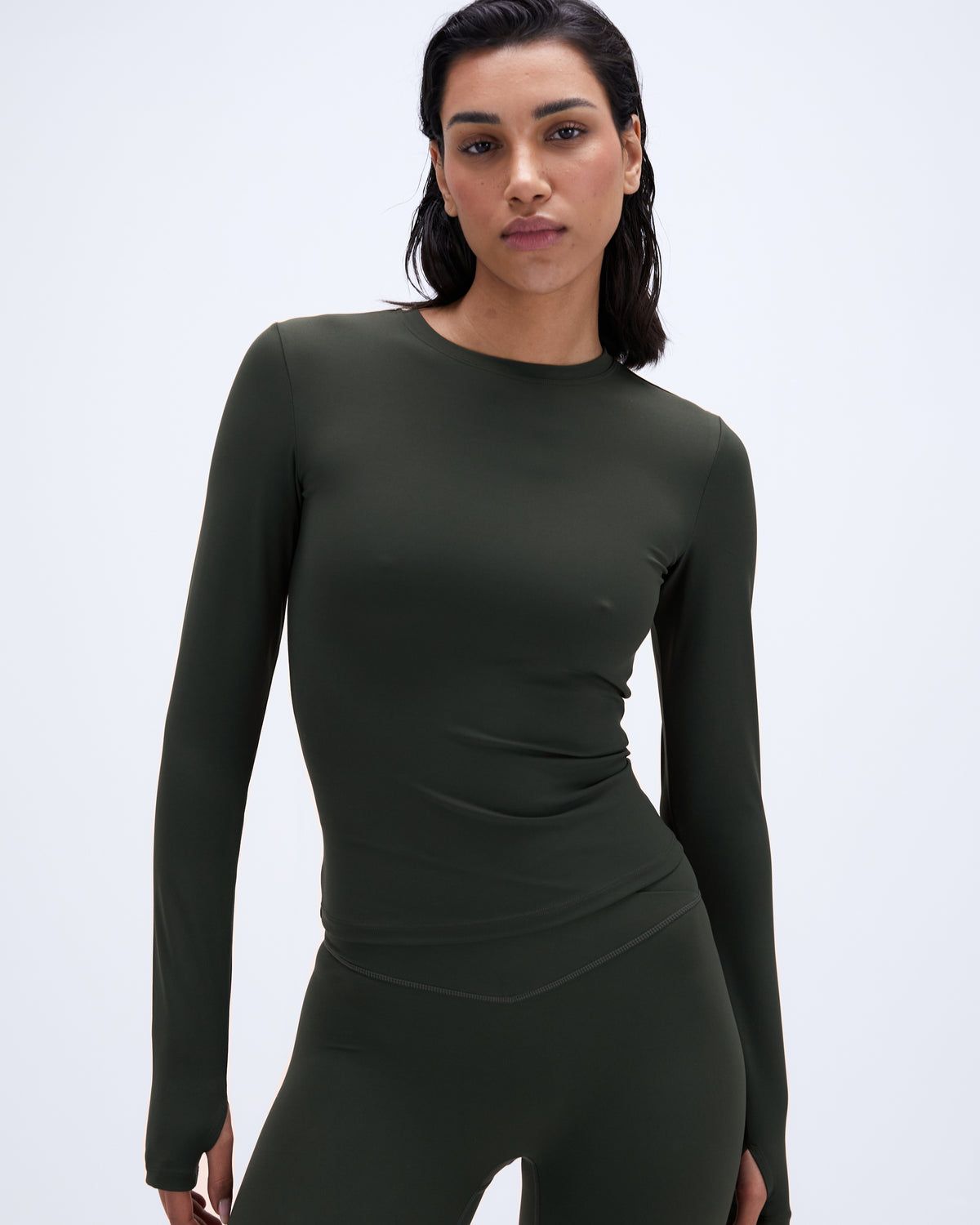 Dark Olive Adanola Ultimate Long Sleeve Top | MHSXFA067
