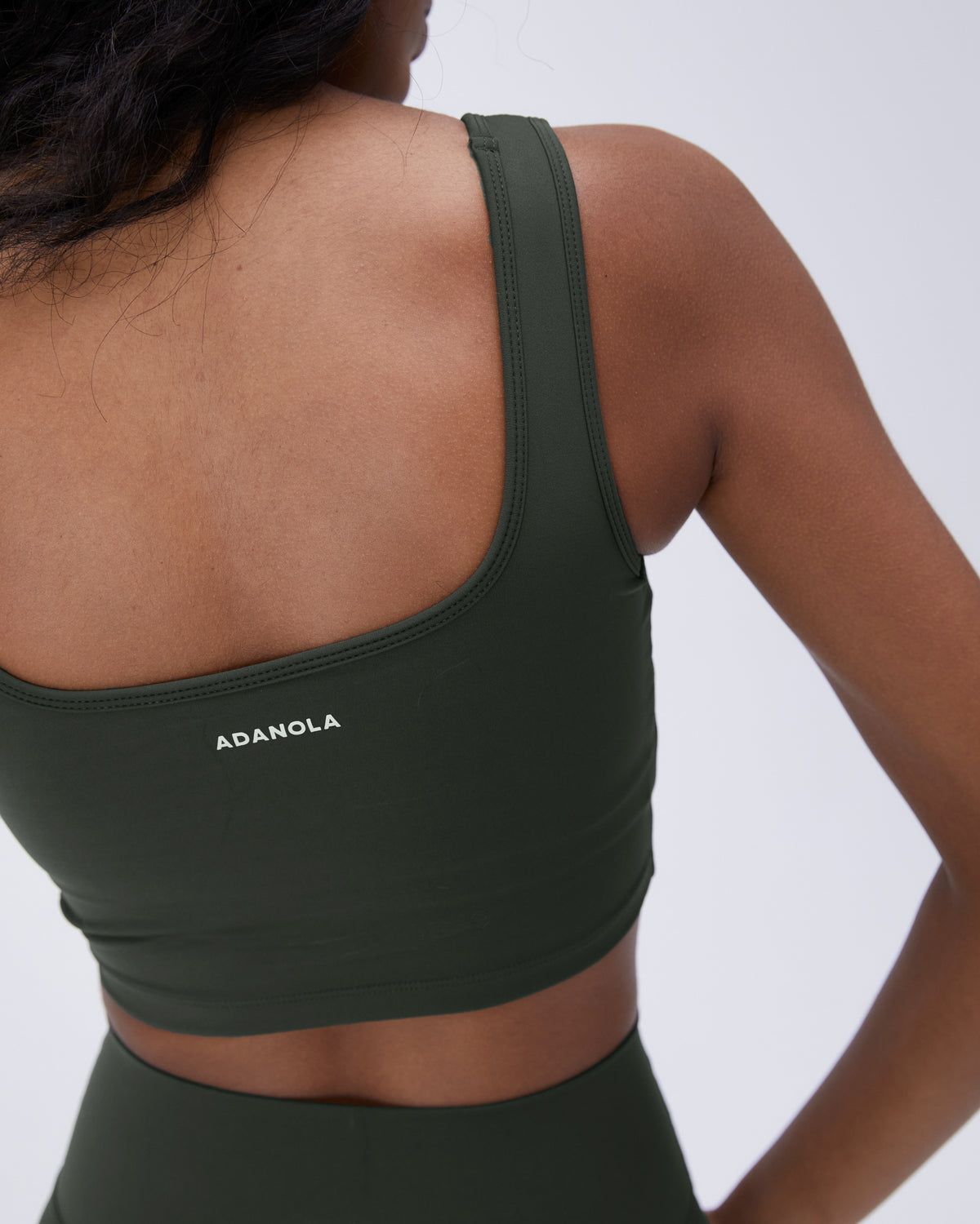 Dark Olive Adanola Ultimate Square Neck Bra | ZPQFJT183