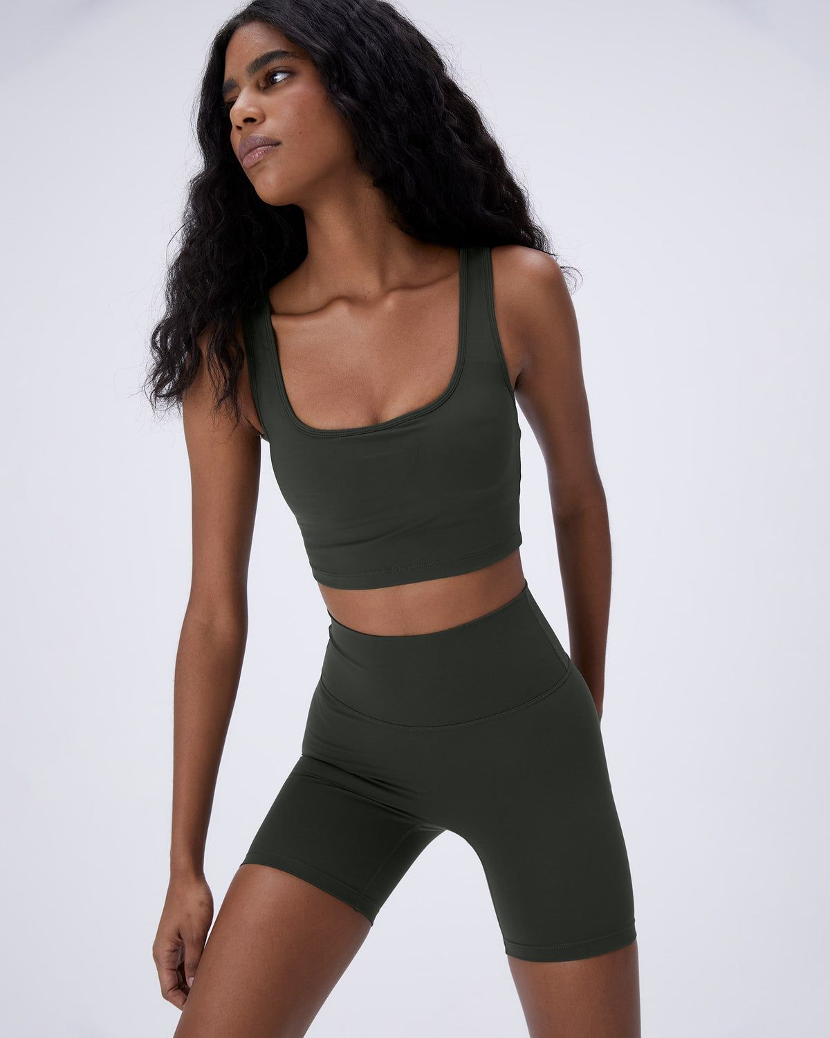 Dark Olive Adanola Ultimate Square Neck Bra | ZPQFJT183