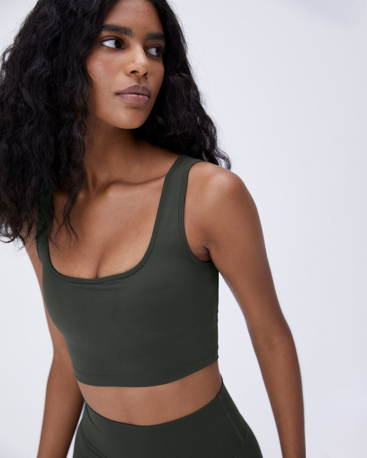 Dark Olive Adanola Ultimate Square Neck Bra | ZPQFJT183