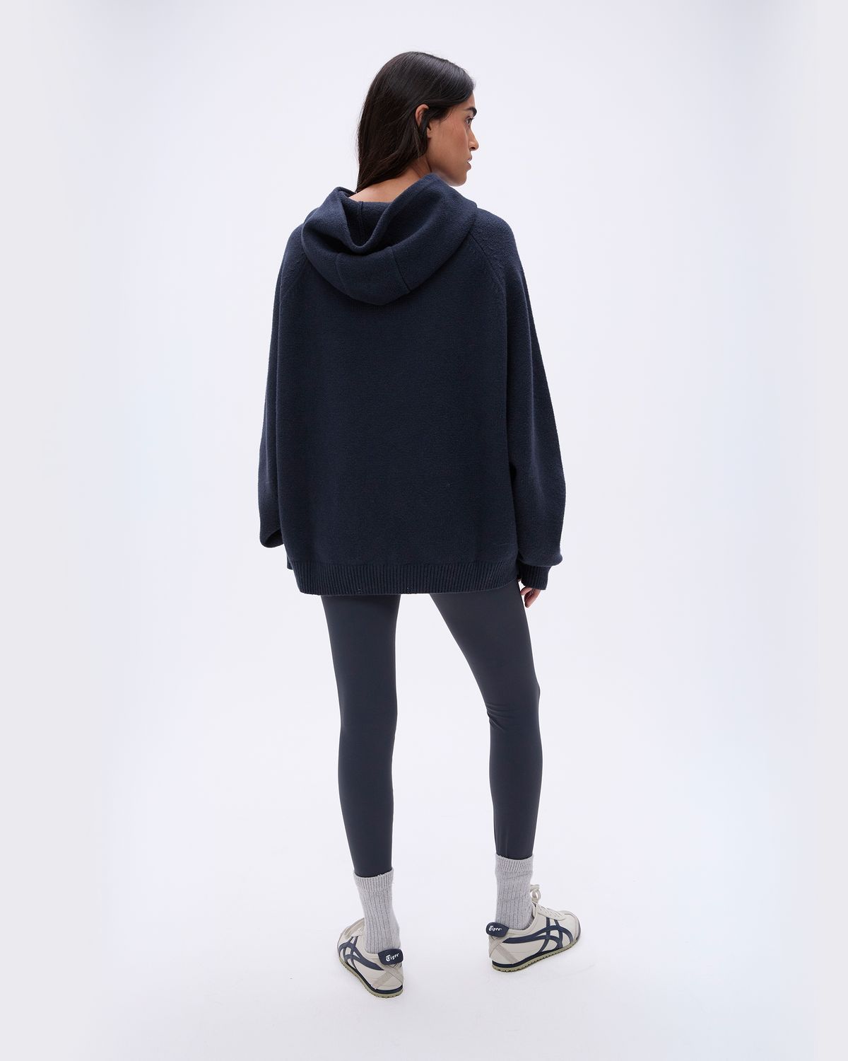 Deep Blue / Cream Adanola Varsity Oversized Knit Hoodie | PHIVBD978