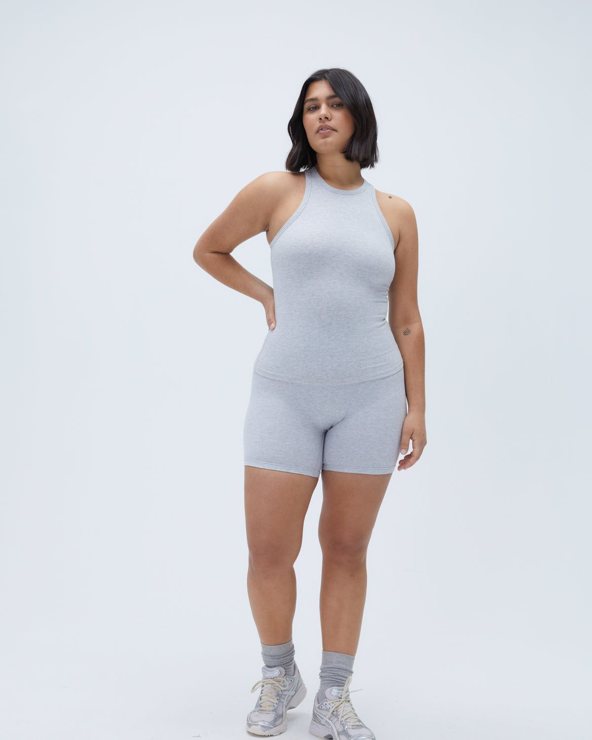 Grey Adanola Cotton Crop Shorts | XCBFHA046